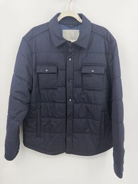 Neiman Marcus Men's‎ Wool Padded Shirt Jacket navy blue sz XL snap